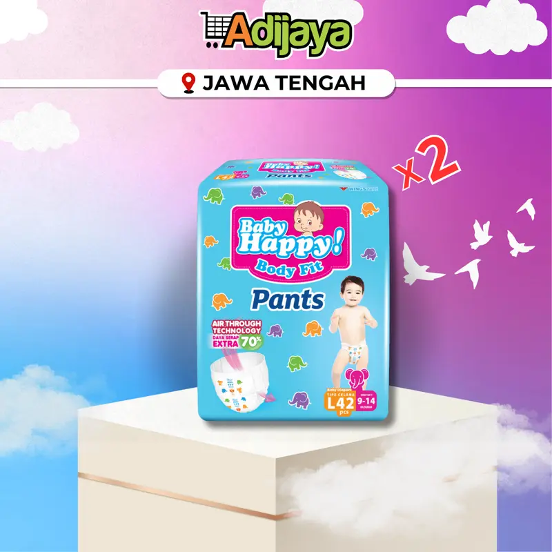 [SUPER HEMAT] 2 BALL BABY HAPPY SUPER JUMBO M48 / L42 / XL38 baby diapers 3