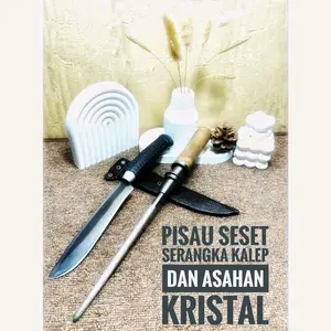 Pisau Daging Skin Bahan Baja Asli Super Premium + Serangka sarung + Asahan kristal Kitchenware Pengupas Sayur