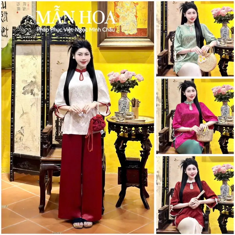 Mẫn Hoa-Pháp Phục Việt Ngọc Minh Châu/Bộ quần áo đi chùa Nữ 1