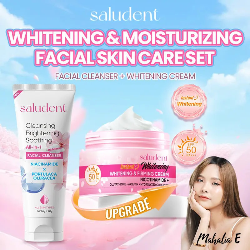 Saludent Whitening Facial Cream + Soap/Face Wash Nicotinamide Glutathione  Arbutin Glowing Sakura Cream SPF50 PA+++ for Face Body Sunscreen Lotion  Mahalia Endorsed