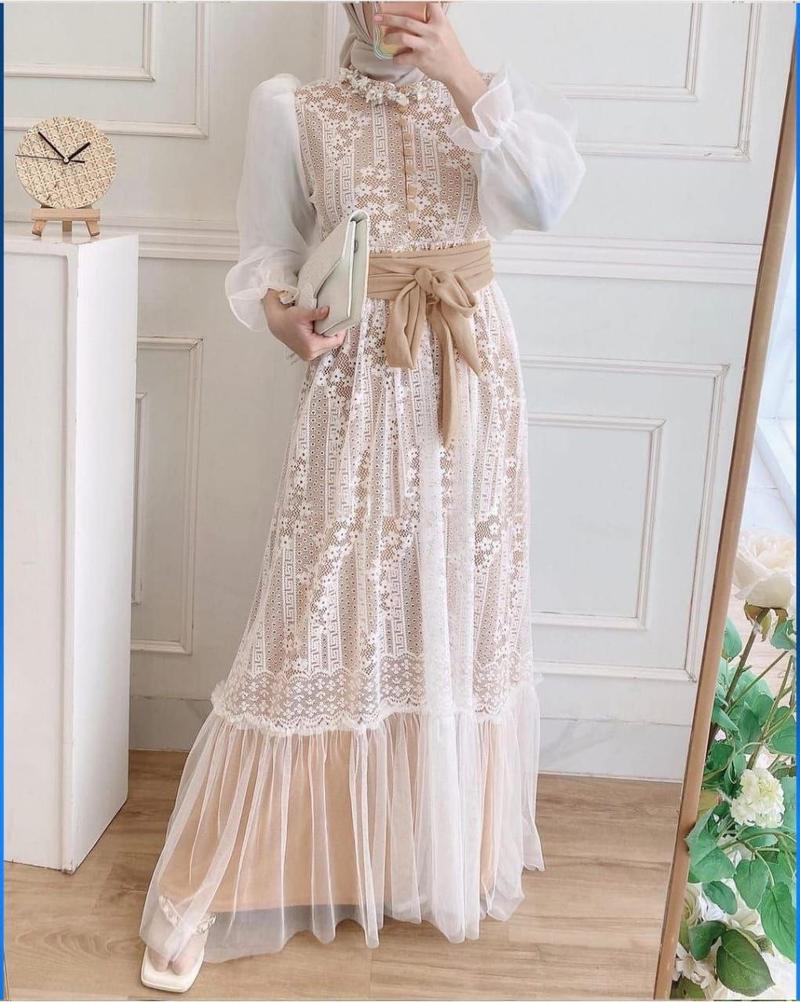 Product Introduction of TP89 Dres Gamis inana 89z4 maxi cantik full brukat lapis furing Muslim Organza Nyaman Wanita Tile 3