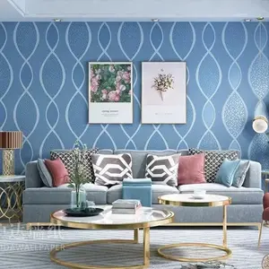 Wallpaper Dinding Bahan PVC Anti Air Motif Wave Gelombang Moderen 7s/8m Lebar 45cm