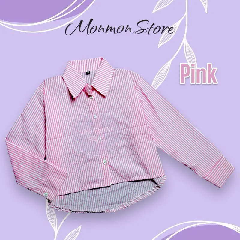 Blouse Kemeja Anak Motif salur katun 5-12 tahun ootd fashion viral atasan anak perempuan 2