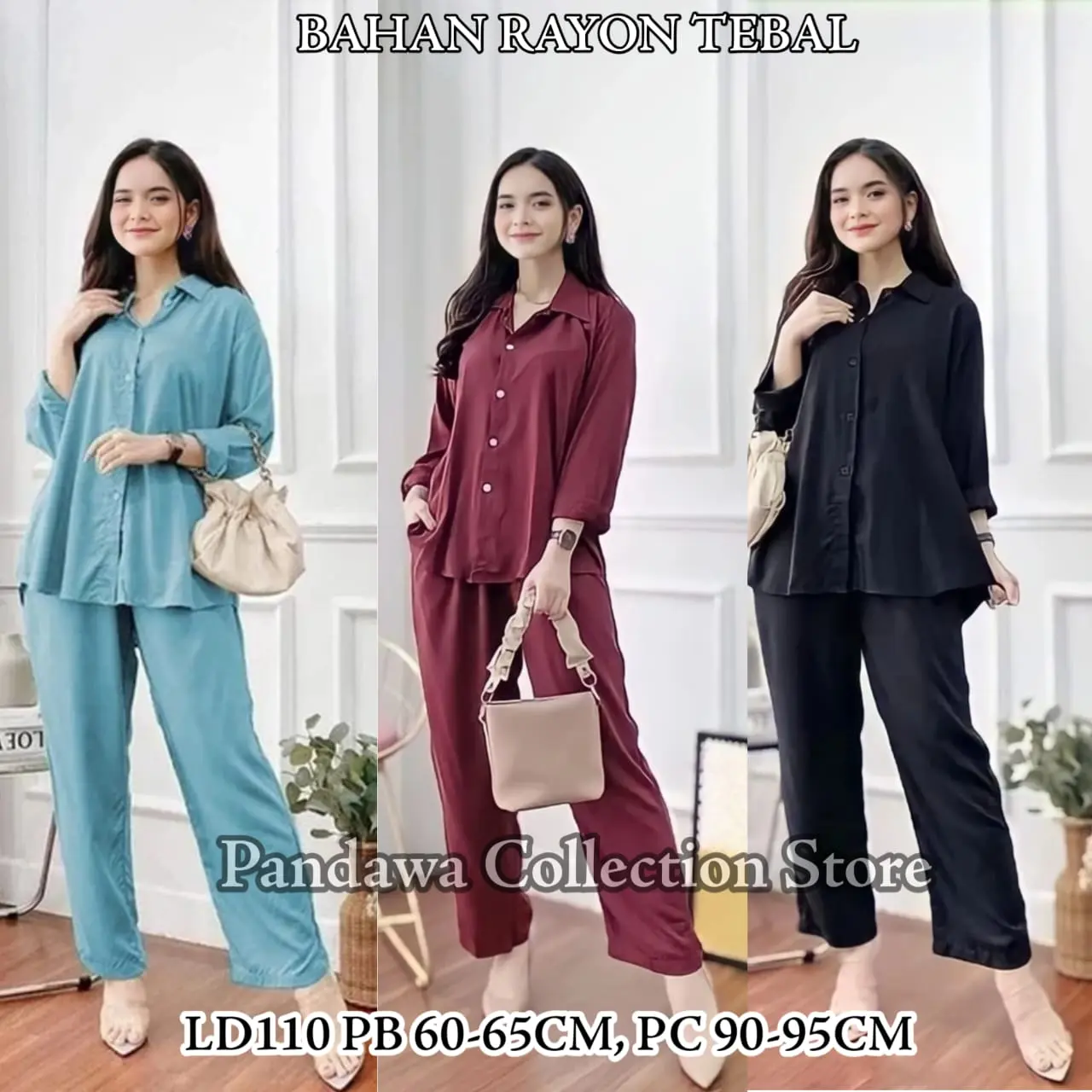Baju Setelan Rayon Wanita LD110 I CPLP KH I Pakaian Tidur Santai Wanita Busui terlaris