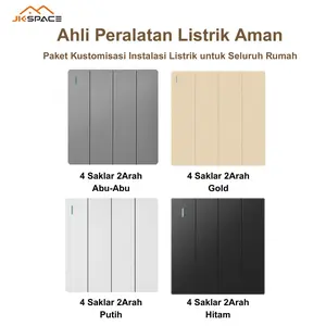 JK SPACE 4 Saklar Lampu/Stop Kontak Saklar/ Saklar Rumah JK SPACE Gabungan saklar silver saklar mewah Hitam Tembaga