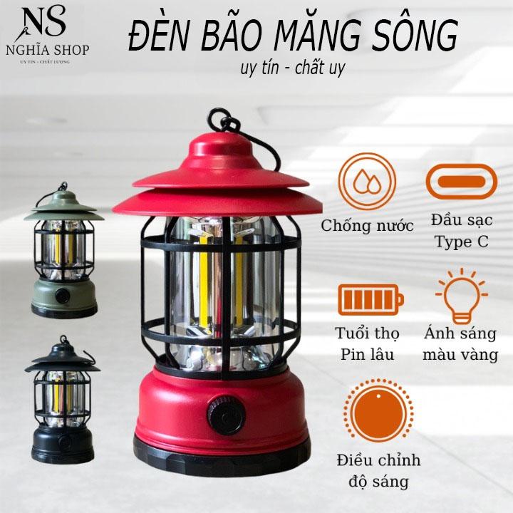   HÀNG LOẠI 1  Đèn Bão Măng Xông Đèn Led Tích Điện Dùng Để Đi Dã Ngoại Cắm Trại Ngoài Trời Dùng Pin Sạc USB Tích Điện 1200mAh Ánh Sáng Vàng Trang Trí 