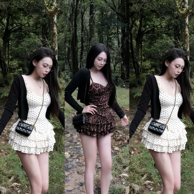 Set Váy Nữ 3 Món Thiết Kế áo Hai Dây Vạt Nhọn Phối Chân Váy Tầng Bèo Kèm Khoác Ngoài Chất Thun Tăm Có Mút duyên dáng sành điệu tích hợp cho mùa thu đông