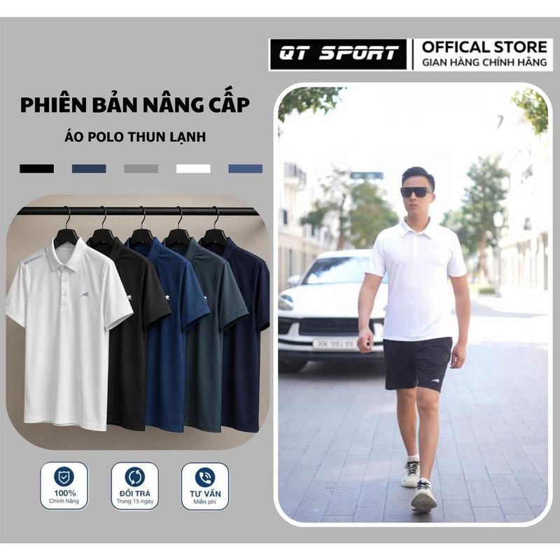 [ Phiên Bản Cao Cấp ] Áo Thun Polo Thể Thao Nam QT Sport Có Cổ Ngắn Tay Chất Aircool Điều Hòa Thoáng Khí Menswear , Chất Vải Thun Lạnh Lỗ Thoáng Khí Thông Hơi Co Giãn 4 Chiều (T25)