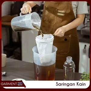 Saringan Kopi Teh Kain Filter Resleting Bisa Dilepas Cuci Gagang Stainless Steel Tebal Ukuran Lengkap Praktis