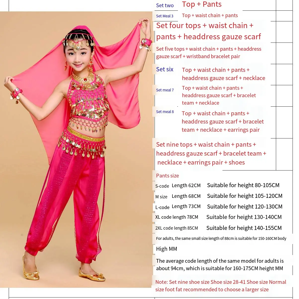 5PC (Top + waist chain + pants + veil + bracelet)Kostum tarian India untuk kanak-kanak, Kostum persembahan untuk kanak-kanak, kostum persembahan tarian Xinjiang untuk kanak-kanak perempuan, tarian perut, tarian etnik untuk kanak-kanak