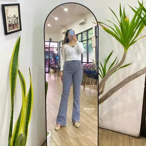 Highwaist Cutbray Jeans Stretch wanita - korean style Straight Loose Celana Cutbray panjang Dewasa Bahan Melar Hitam