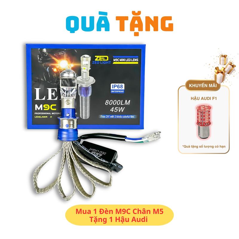 Đèn Pha LED Bi Cầu M9C ZED LIGHT - 45W Cực Sáng Cắt Sáng Chống Chói Chân Đèn M5 H4 Lắp Mọi Dòng Xe Máy Oto - Bảo Hành 24 Tháng