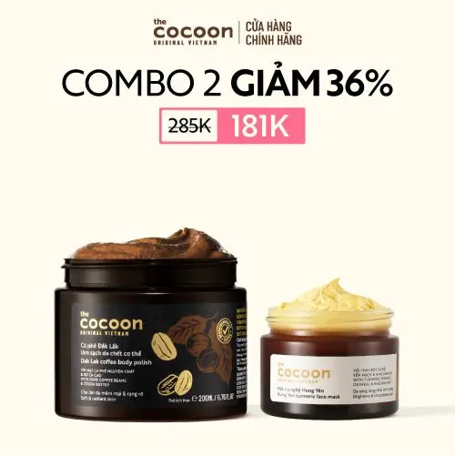 COMBO 1 Mặt nạ nghệ Hưng Yên Cocoon giúp da rạng rỡ & mịn màng 30ml + 1 hũ Cà phê Đắk Lắk làm sạch da chết cơ thể 200ml
