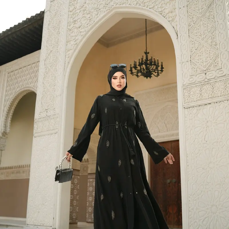 gamis abaya saraza tipe zainab Muslim Wanita Dress Dewasa Hitam Maxi Lebaran Arab Remaja Syari Mewah 0
