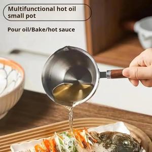 Kuali Tuang Minyak Keluli Tahan Karat, Pelbagai fungsi, Sesuai untuk Minyak Panas, Kuali Khas, Kegunaan Isi Rumah, Periuk Susu Mini, Kuali Minyak Tuang Cookware Kitchenware