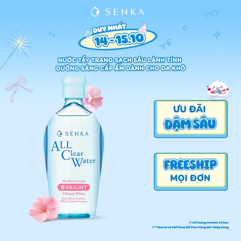 [SENKA] Nước tẩy trang micellar dưỡng sáng cấp ẩm SENKA A.L.L CLEAR WATER MICELLAR FORMULA BRIGHT 230ML