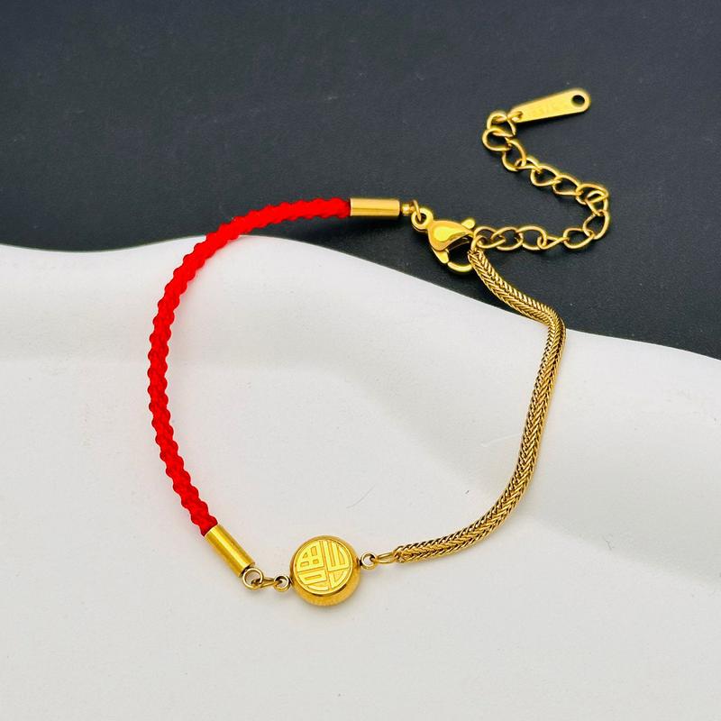 Product Introduction of New Titanium Steel Bracelet Fu Brand Red Rope Bracelet for Women's Light Luxury, Unique Design, Exquisite Weaving, Simplicity, and 100 Pairs of Fashion Decoration 1