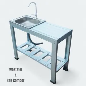BUY SATU DAPET DUA  FUNGSI!! Wastafel Cuci Piring & Rak Kompor Portabel 2-in-1: Praktis, Kuat, Portable Awet Serbaguna Anti Karat