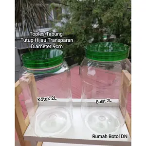 TOPLES KOTAK & TABUNG 2 LITER TUTUP CLEAR HIJAU