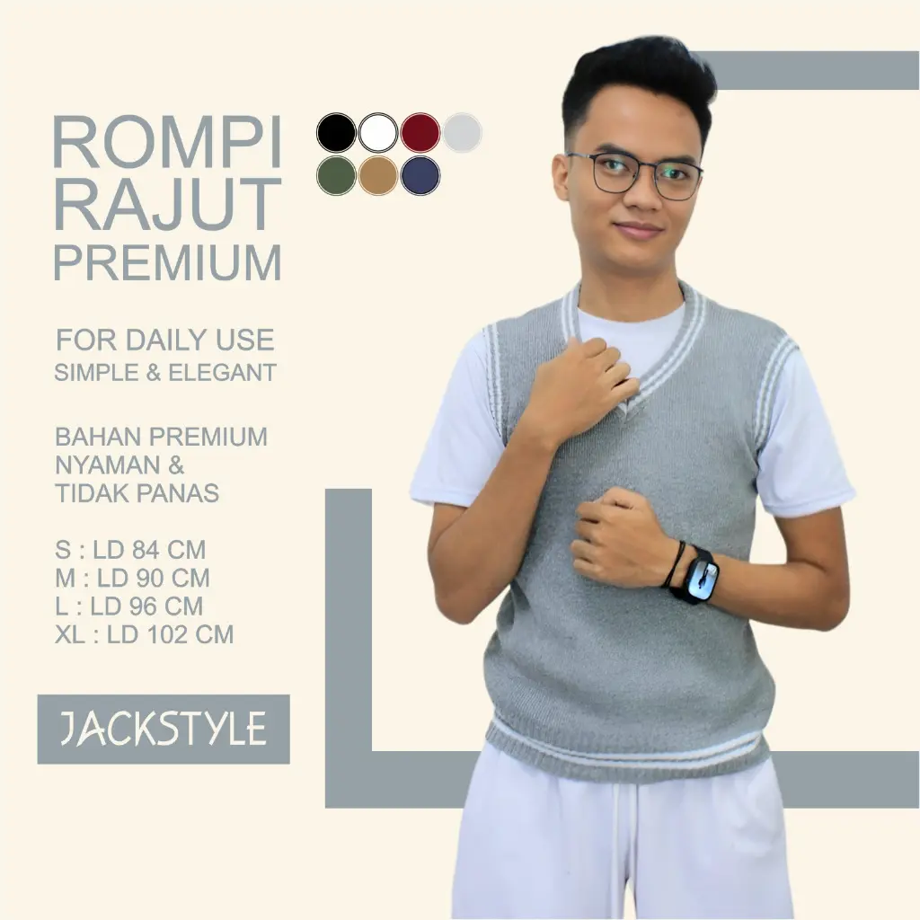 Vest Rompi Rajut Pria Wanita Dewasa Korean Style Bahan Tebal Termurah Fashion Hitam Casual Sweater Unisex