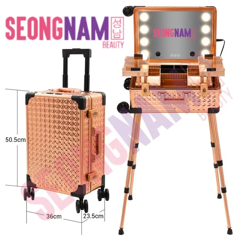 BRAND NEW Seongnam Makeup Case / Koper Makeup Touchscreen dengan 8 lampu LED Touchscreen , bluetooth, speaker, dan kaki meja 6
