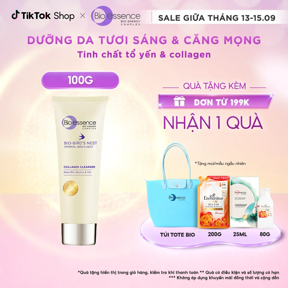 Sữa Rửa Mặt Bio-Essence Bird's Nest Dưỡng Da Tươi Sáng Tinh Chất Tổ Yến Và Collagen 100g