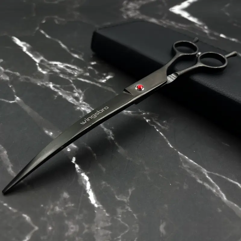 wingsbro 8 Inches Down Curved Pet Grooming Scissors, Dog Grooming Hair Clippers, Suitable for Groomer and Homeuse