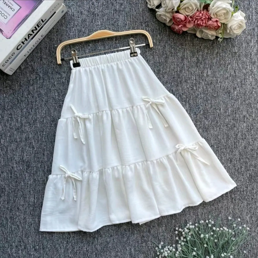 Rok anak pita | bawahan middi anak | bawahan muslimah | rok anak middi | cringkel airflow | 3-10 tahun