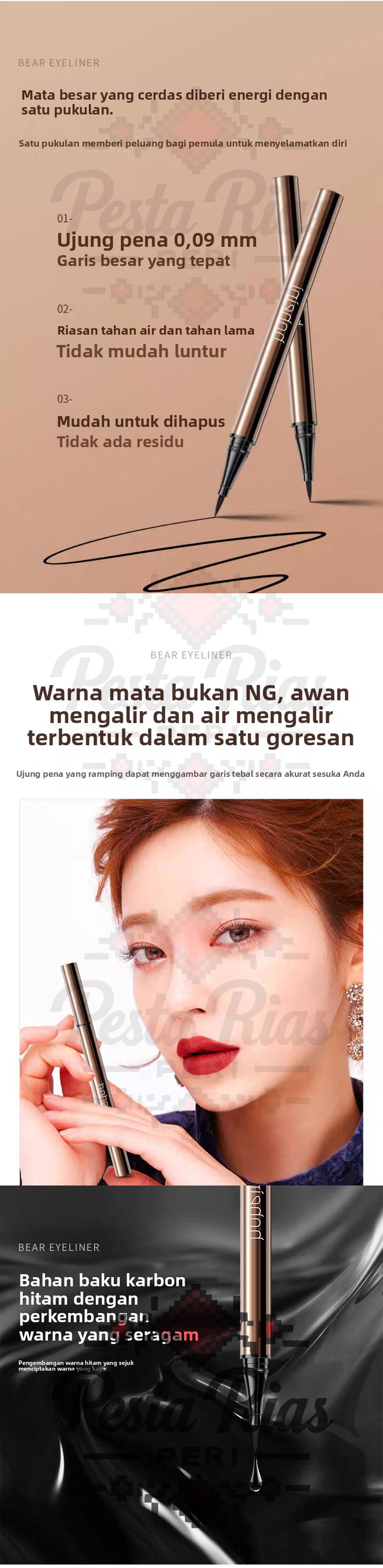 BOBEINI Eyeliner Liquid Pigmented Tahan Lama Waterproof untuk Tightline Pensil Mata