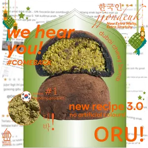 [PROMO GEDE GEDEAN] [RESEP DEVELOPMENT TERBARU] [SATUAN] HALAL DUBAI CHEWY BOMB / DUBAI CHEWY COOKIE/ KOREAN JJONDEUK DUBAI PISTACHIO / RICH HAZELNUT BELGIUM CHOCOLATE- ORU Indonesia Sari