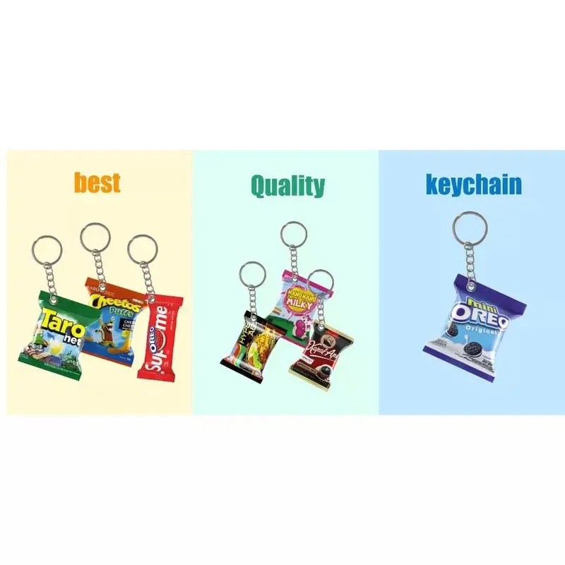 10 PCS GANCI GANTUNGAN KUNCI SOUVENIR LUCU MINIATUR BENTUK SNACK LUCU RANDOM Hadiah Hiasan  gantungan tas Magnet 5
