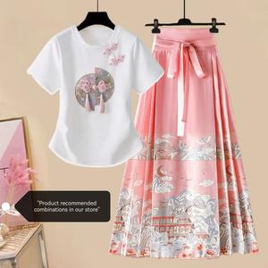 Chinese Cheongsam-style Plum Button Print T-shirt - Summer Short-sleeved Top