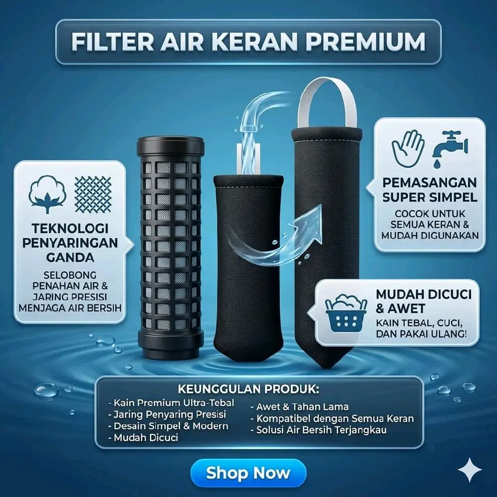 Filter Air Water Keran Super Tebal Saringan Optimal 1Set Komplit Gratis Ongkir Ke Seluruh Indonesia Bahan Super Tebal Penyaringan Optimal Pasir Lumut Lumpur penyaring