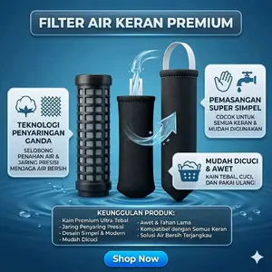 Filter Air Water Keran Super Tebal Saringan Optimal 1Set Komplit Gratis Ongkir Ke Seluruh Indonesia Bahan Super Tebal Penyaringan Optimal Pasir Lumut Lumpur penyaring