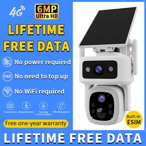 KOSCANNING 4G Solar CCTV Camera 2 Pack Lifetime Free Data No WiFi Needed Built In SIM 6MP Outdoor Waterproof AI Motion Detection Auto Tracking 2 Way Audio Home Business Security Easy Installation
