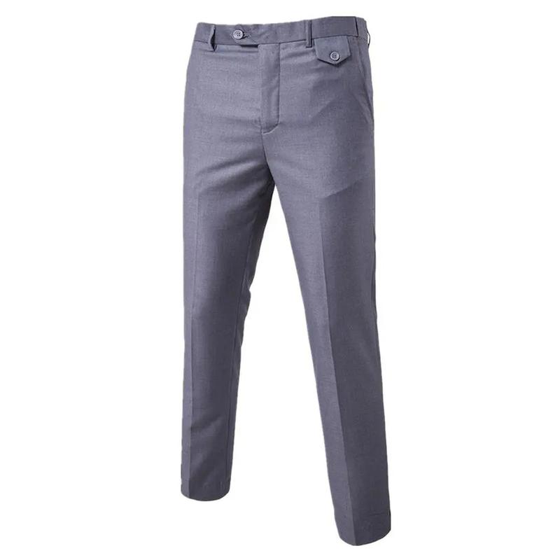 Product Introduction of Benferry 2 pcs/set plus size men solid color long sleeve lapel slim button business suit Menswear Overalls Pants Smooth Straight Stylish 12