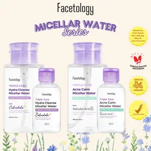 FACETOLOGY Triple Care Hydra Cleanse Micellar Water 300mL | 100mL | Pembersih Wajah Sensitive Skin Pembersih Make Up Tanpa Bilas