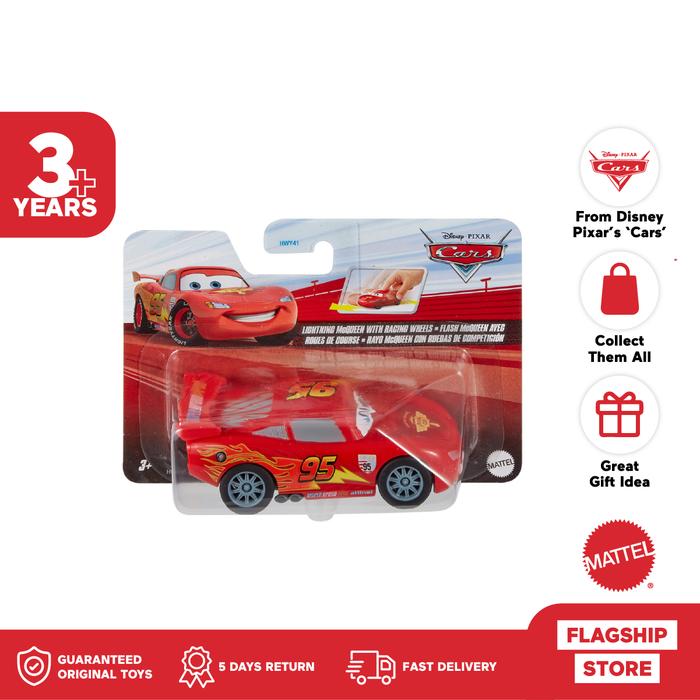 Gambar Pixar Cars Pullback 1:43 Pack Lightning McQueen with Racing Wheels - Mainan Mobil Anak dari Mattel Indonesia_NEW Kota Tangerang Tokopedia