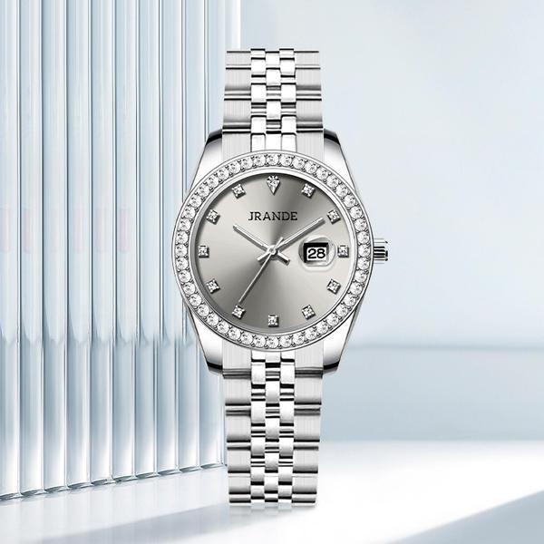 [LIVE - DHJ9850J] Đồng Hồ Nữ Mặt Đính Viền Đá Sang Trọng , Dây Kim Loại, Phong Cách sang Chảnh -  DHJ9850 JRANDE