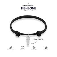 Gambar Gelang Tali Pria Original - FISHBONE | Premium Quality Black Bracelet - Black dari Lucre Jewelry Kota Administrasi Jakarta Timur 1 Tokopedia