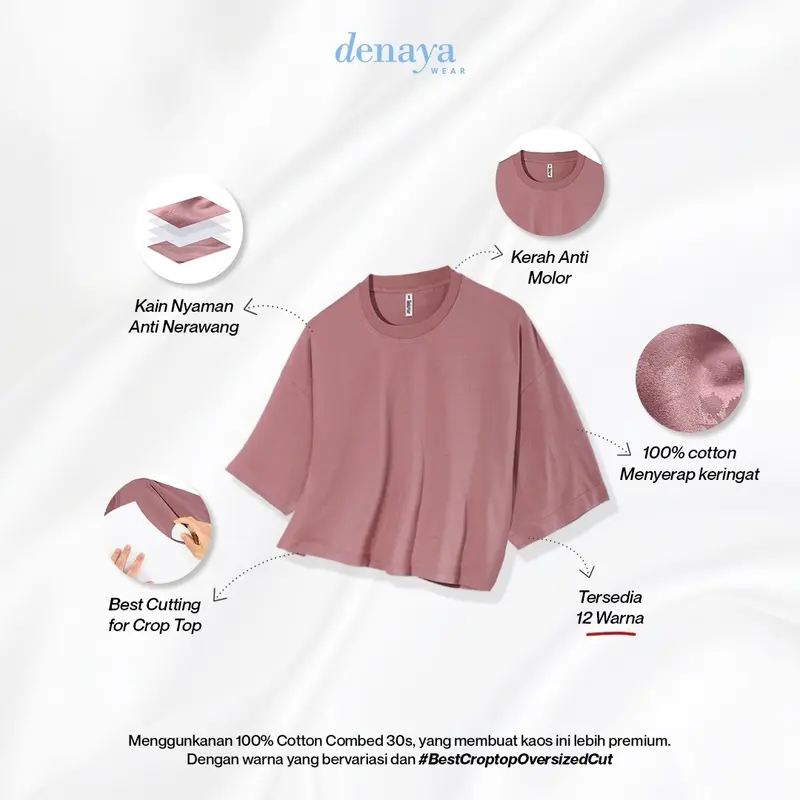 KAOS CROP TOP OVERSIZED LENGAN PENDEK DENAYA WEAR 1