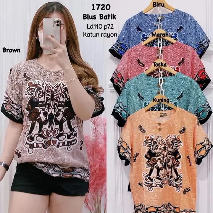 Jk - ATASAN WANITA BATIK WAYANG BAHAN KATUN RAYON BISA COD 0
