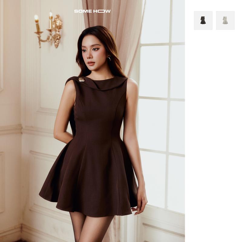   New11  Đầm Ngắn Chestnut Grace Chất Vải Chéo Thun Lạnh Thoải Mái WDN147 SOMEHOW 