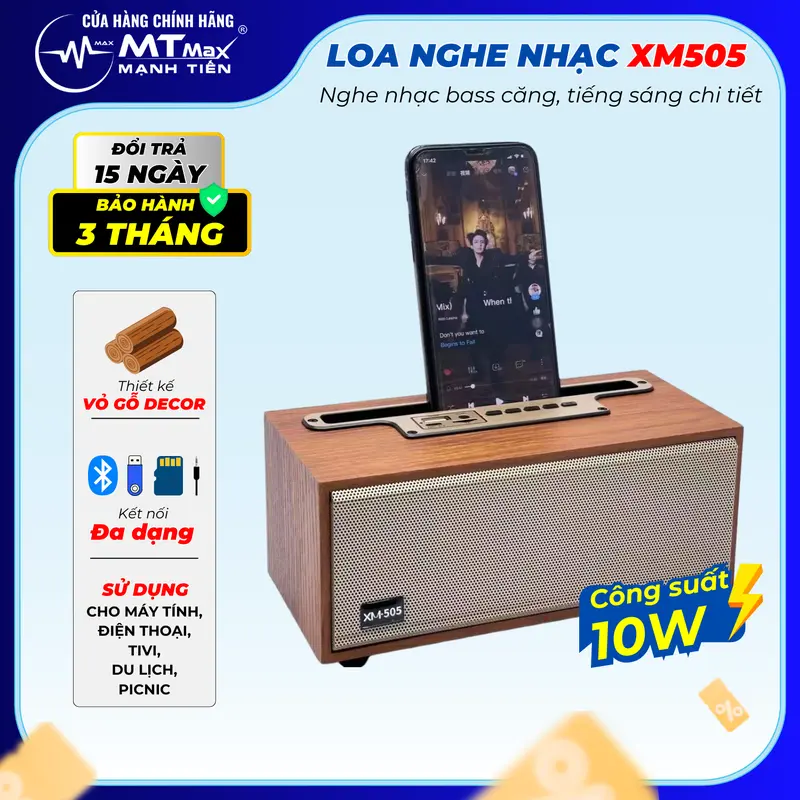 [MTMax] Loa Bluetooth XM505 Cao Cấp | Loa Kệ Sách Bass Mạnh, Âm Trầm Sâu | Âm Thanh Hay, Sống Động | Thiết Kế Vỏ Gỗ Tinh Tế, Sang Trọng | Kết Nối Bluetooth Ổn Định | Phù Hợp Nghe Nhạc, Giải Trí Gia Đình | Chất Lượng Âm Thanh Tuyệt Vời | Bảo Hành 12 Tháng 0