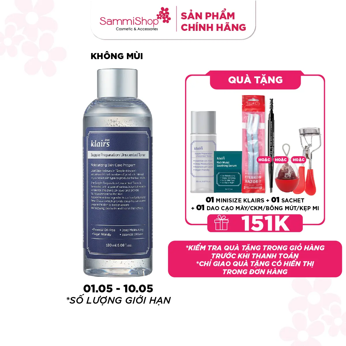 KLAIRS Supple Preparation Unscented Toner 180ml - Nước hoa hồng ( Dưỡng Ẩm Da ) LC