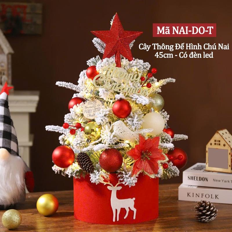 CÂY THÔNG NOEL MINI 45CM CÓ ĐÈN LED – NHIỀU MÀU TRANG TRÍ GIÁNG SINH ĐẸP cây thông noel mini