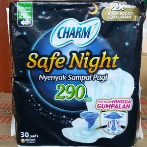 Pembalut CHARM Safe Night 29cm Wing 30pads Cegah Bocor Semalaman
