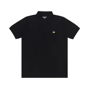 Screamous Polo Shirt Basic - CROWN BLACK Gold Kancing