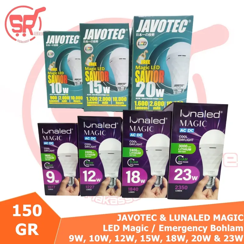 Lampu LED Emergency JAVOTEC / LUNALED MAGIC Bohlam LED Emergency / Lampu LED Darurat / Lampu LED Cerdas JAVOTEC & Merk Lainnya  ( SR Store MKS / SR Store Makassar ) lamp 0