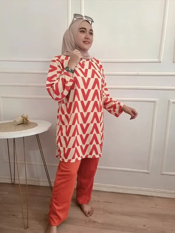 ld 120 setelan wanita tangan 7/8 bahan voxy 2